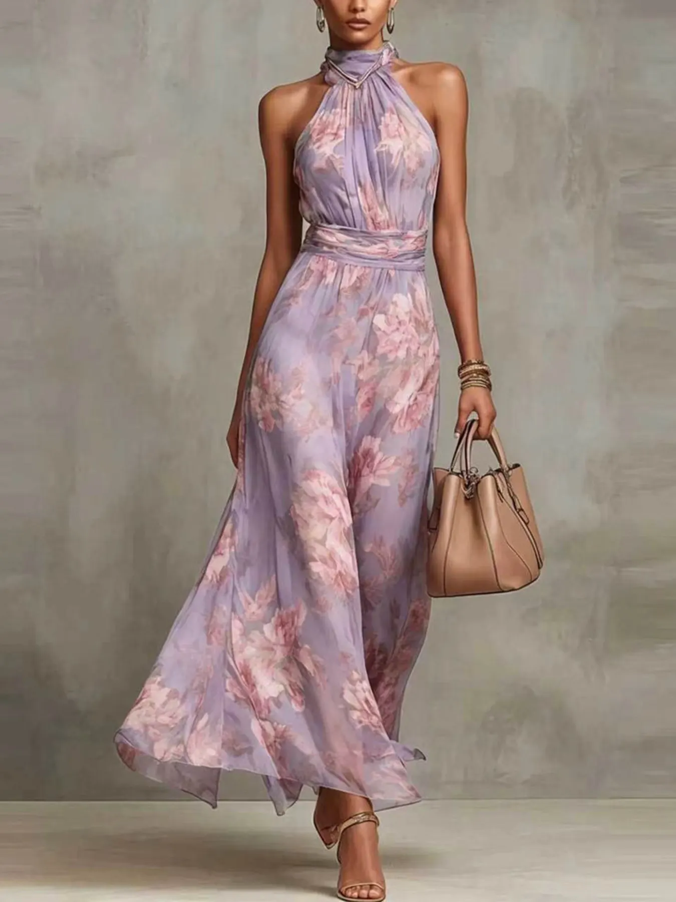 Full Size Floral Print Sleeveless Maxi Dress Plus Size 6