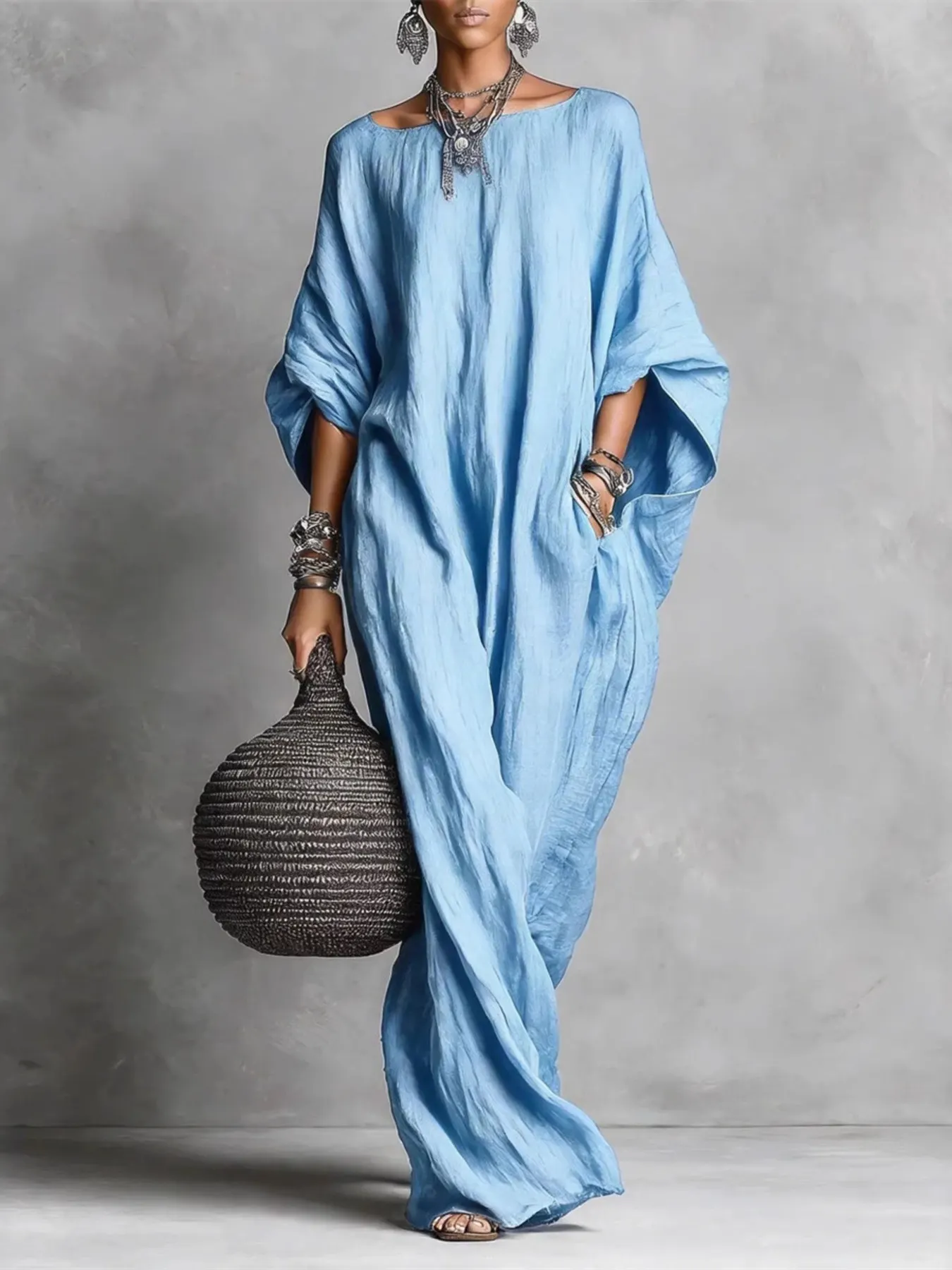 Loose Fit Boat Neck Maxi Dress 3