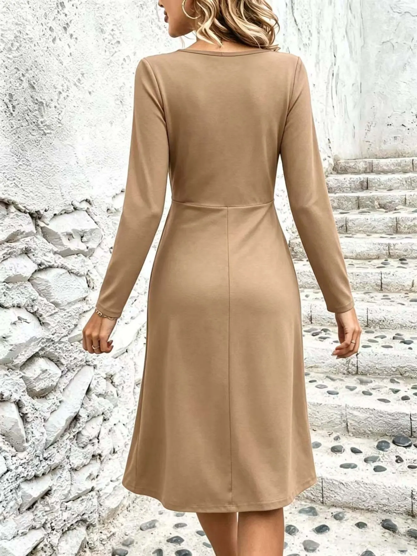Surplice Long Sleeve Midi Dress 11