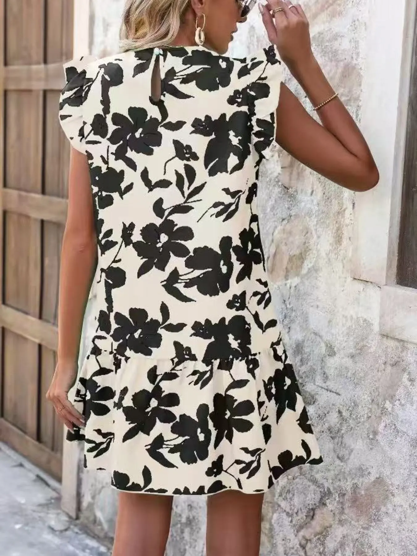 Floral Print Ruffle Sleeve Mini Dress 5