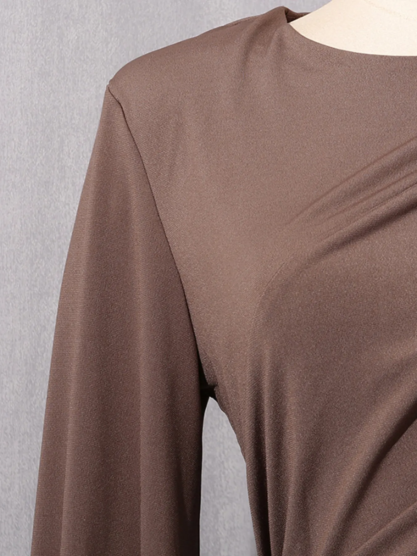 Ruched Long-Sleeve Maxi Dress with Cutout Detail 10