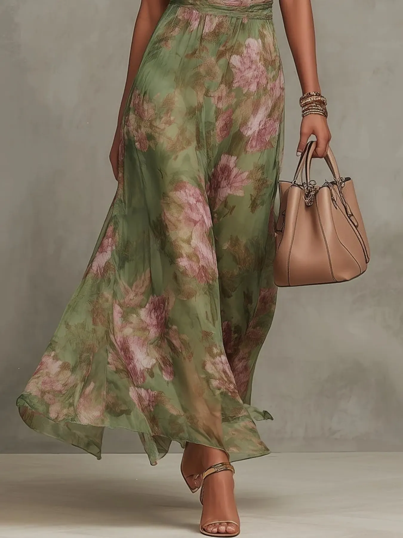 Full Size Floral Print Sleeveless Maxi Dress Plus Size 4