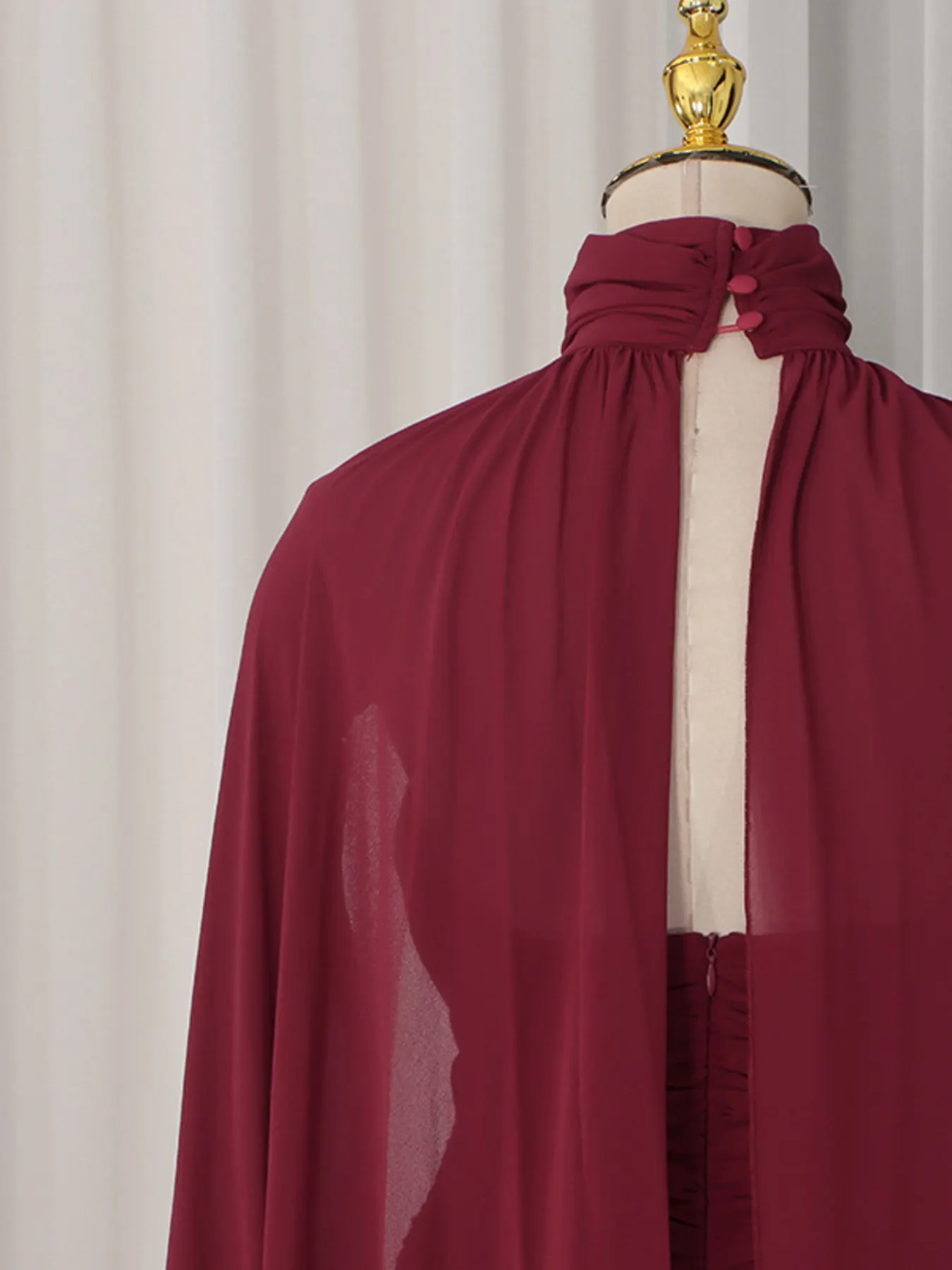 Ruched Halter Neck Cape Maxi Dress 8