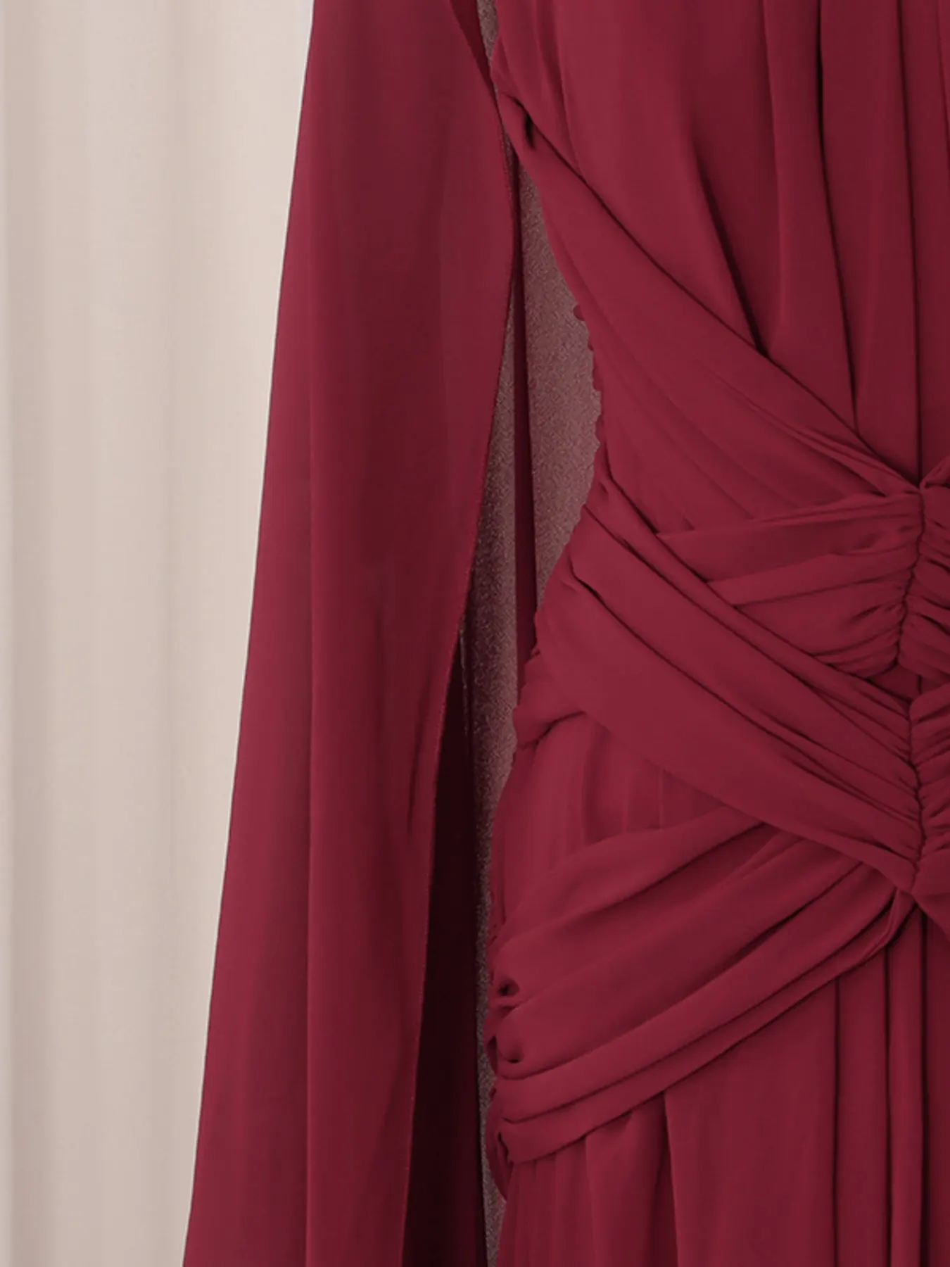 Ruched Halter Neck Cape Maxi Dress 10