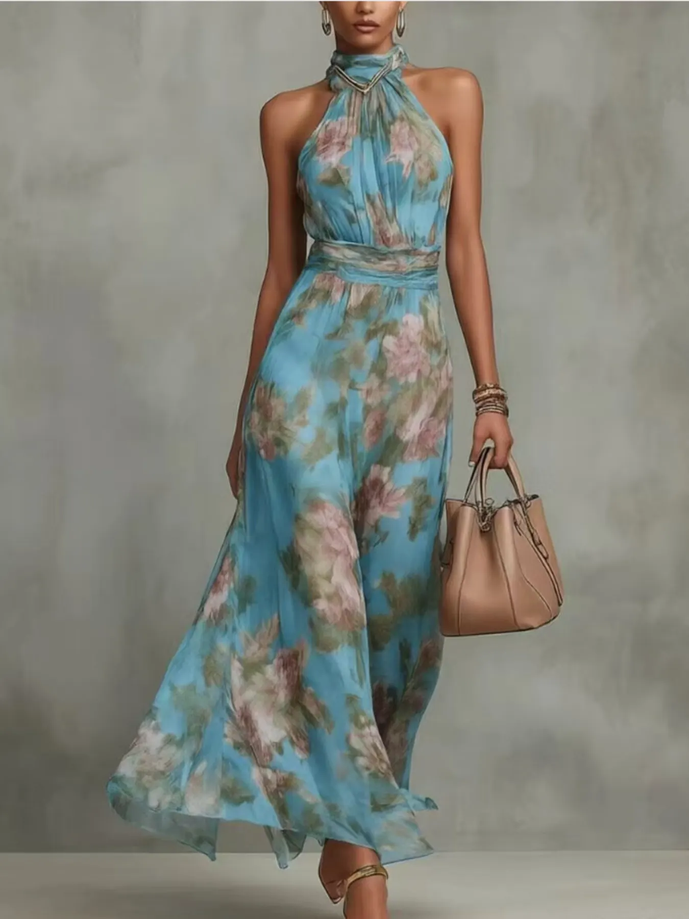 Full Size Floral Print Sleeveless Maxi Dress Plus Size 7