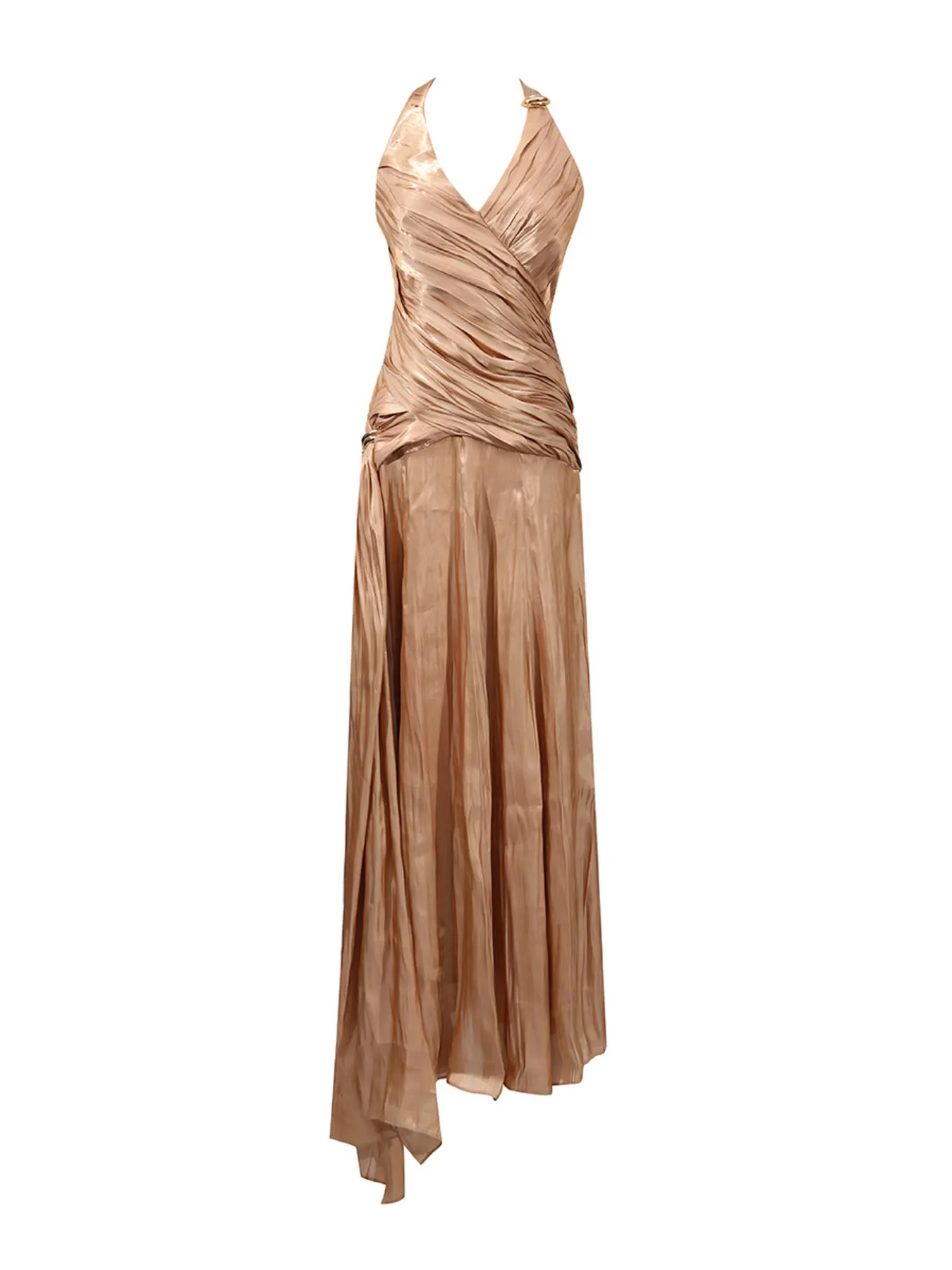 Halter Neck Ruched Maxi Dress 2