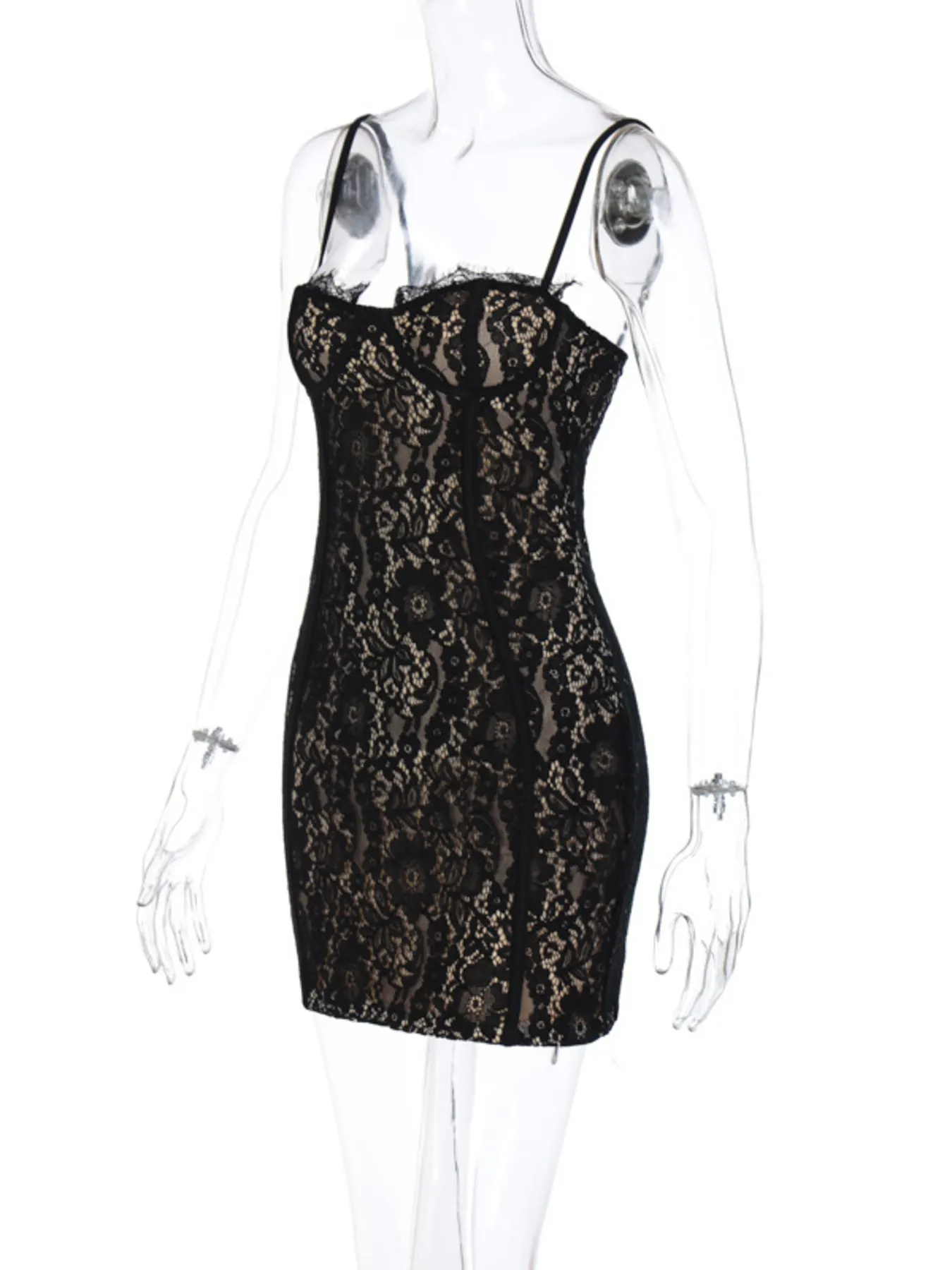 Lace Spaghetti Strap Mini Dress 7