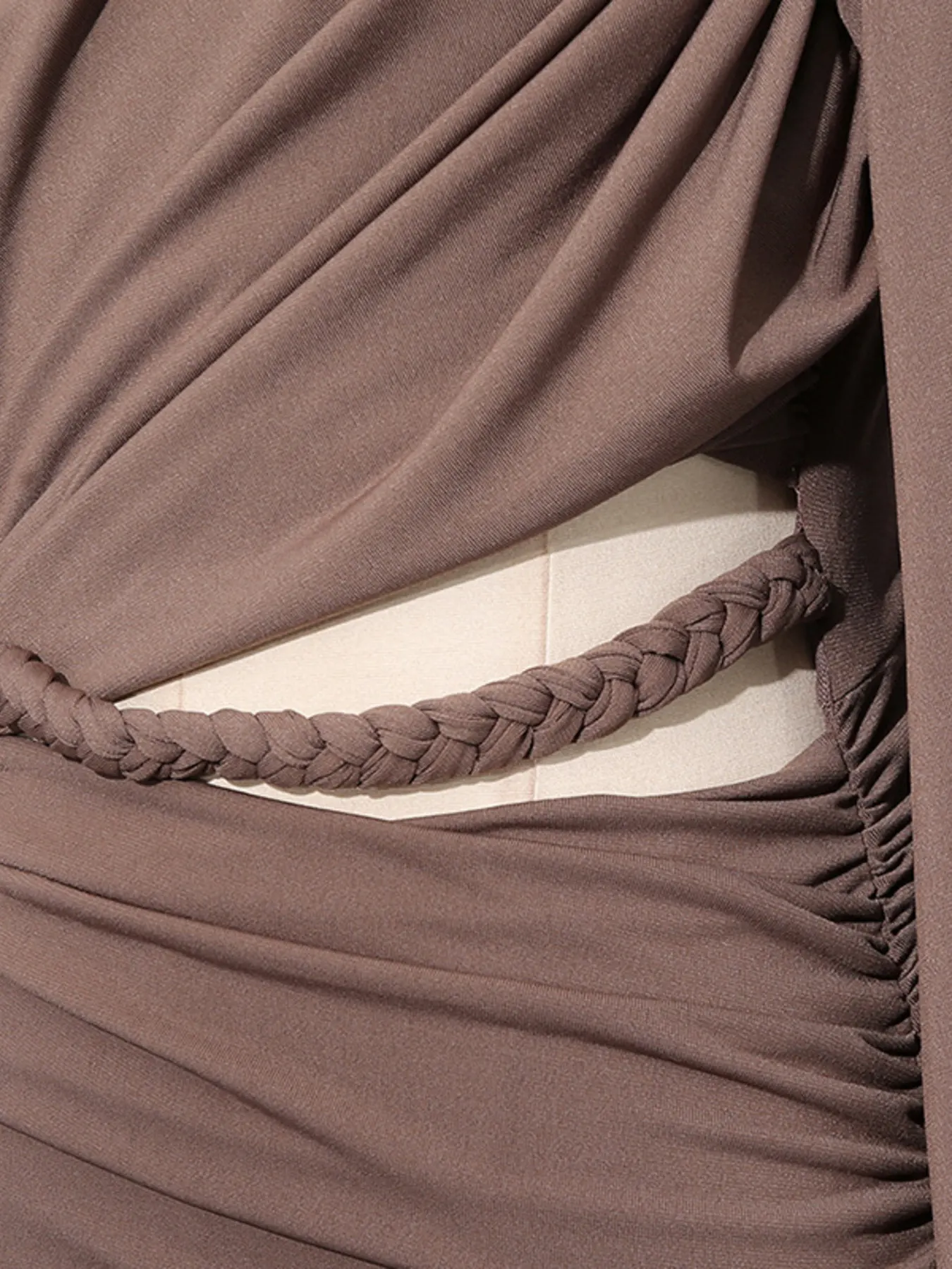 Ruched Long-Sleeve Maxi Dress with Cutout Detail 7