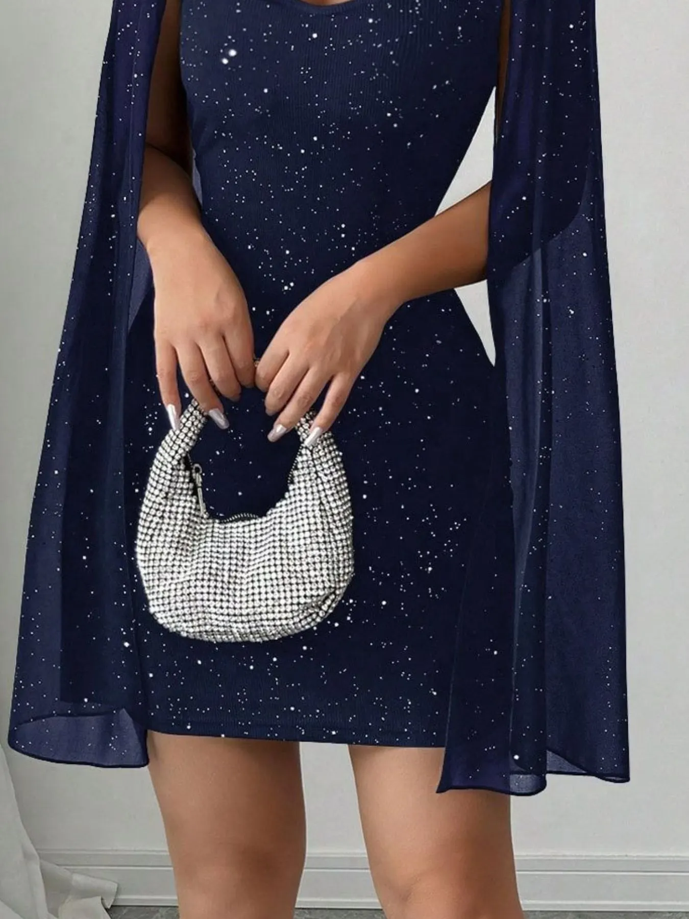 Cutout Bodycon Mini Dress with Cape Sleeves 6