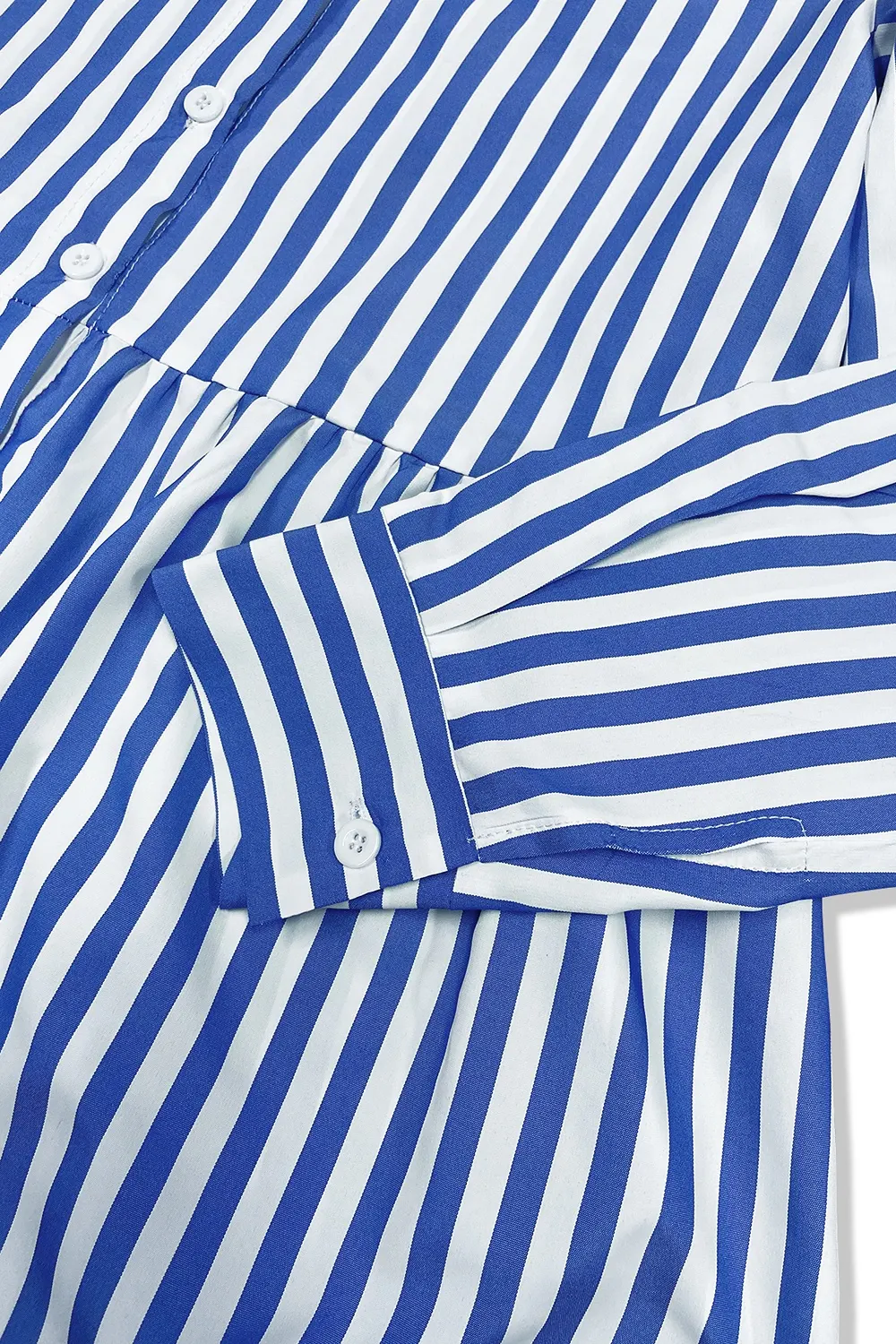 Striped Long Sleeve Maxi Shirt Dress 4