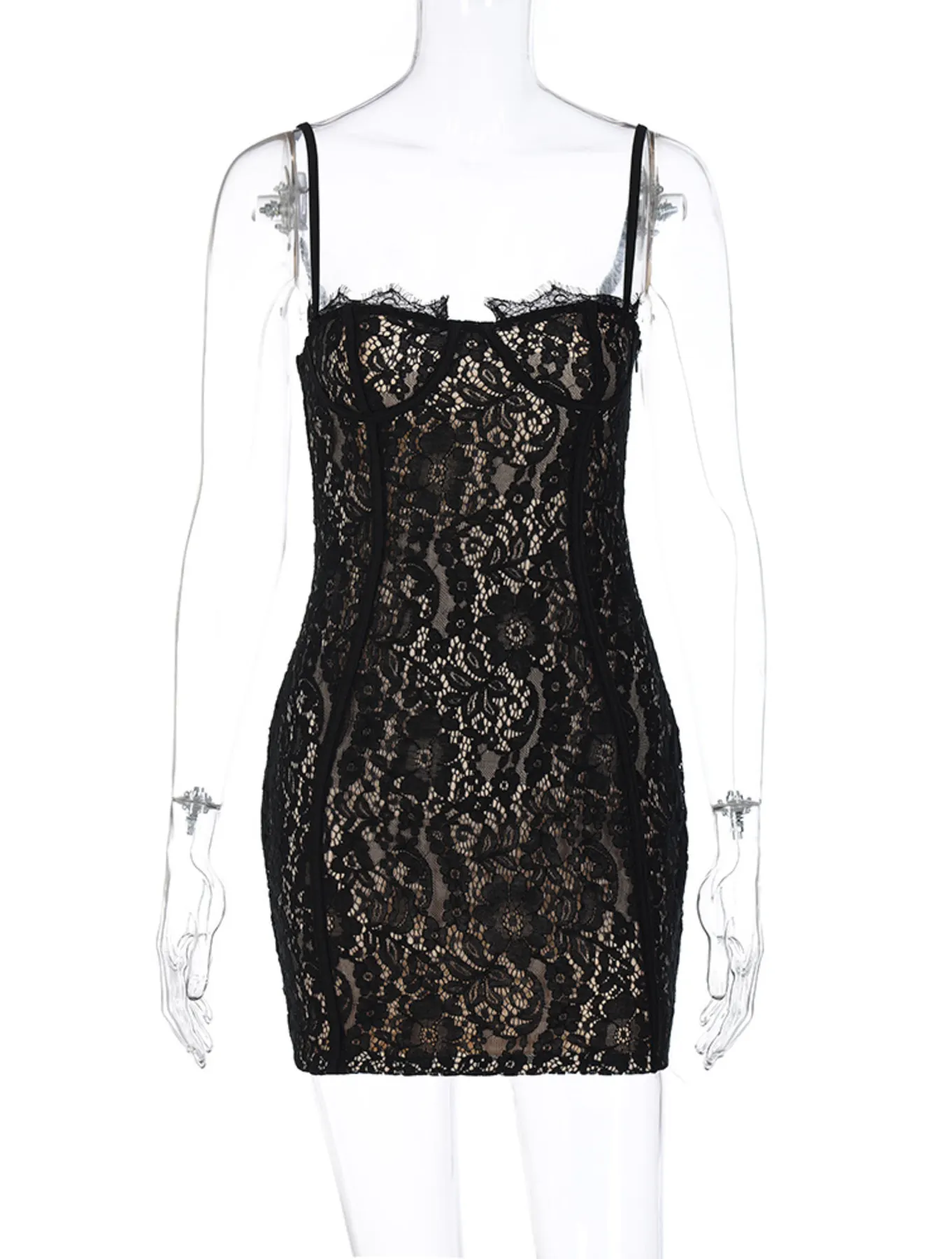 Lace Spaghetti Strap Mini Dress 6