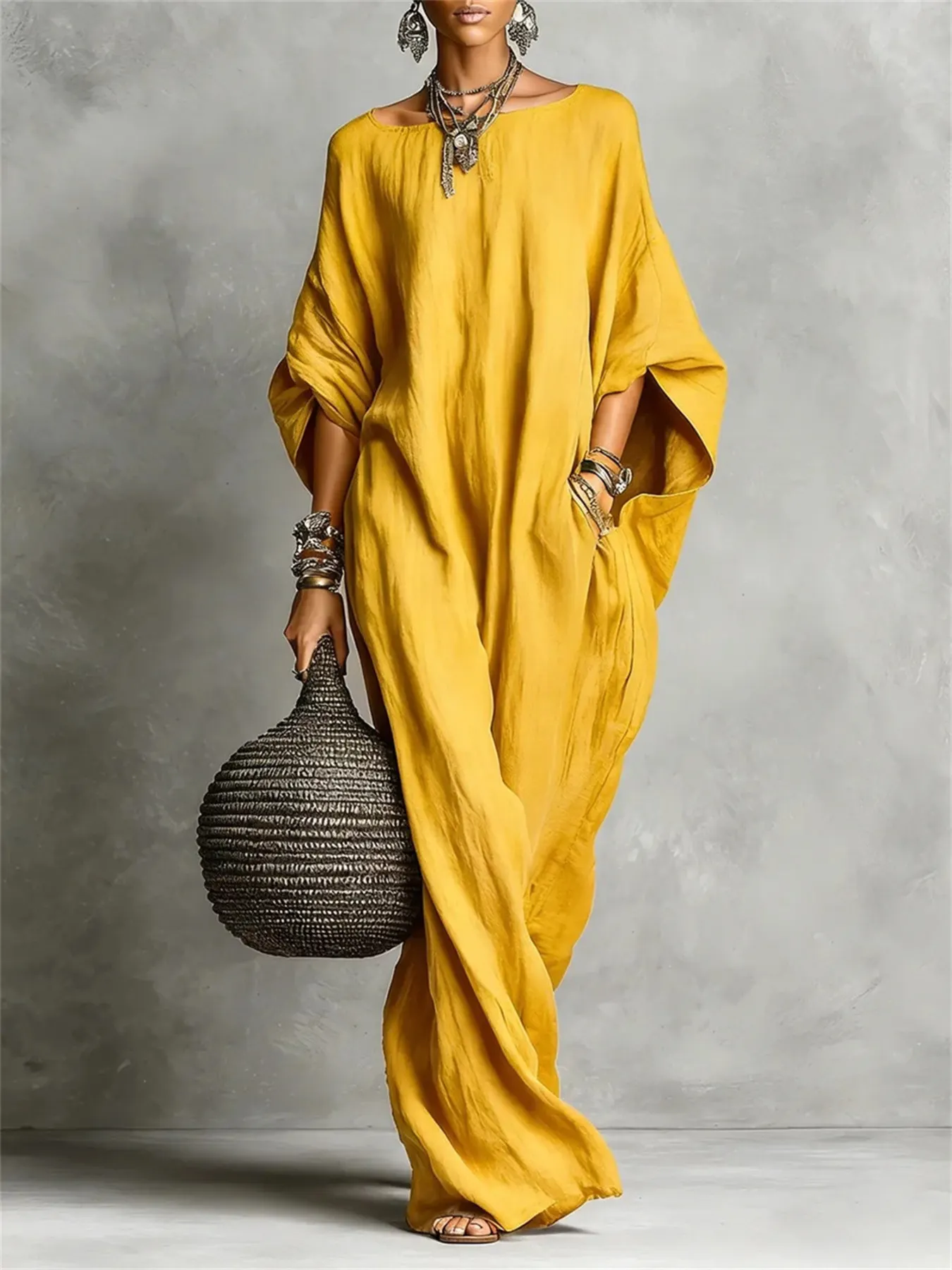 Loose Fit Boat Neck Maxi Dress 6