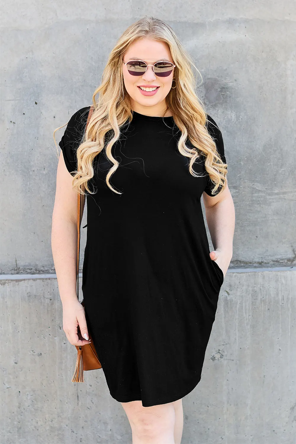 Basic Bae Bamboo Full Size Round Neck Short Sleeve Dress with Pockets 4