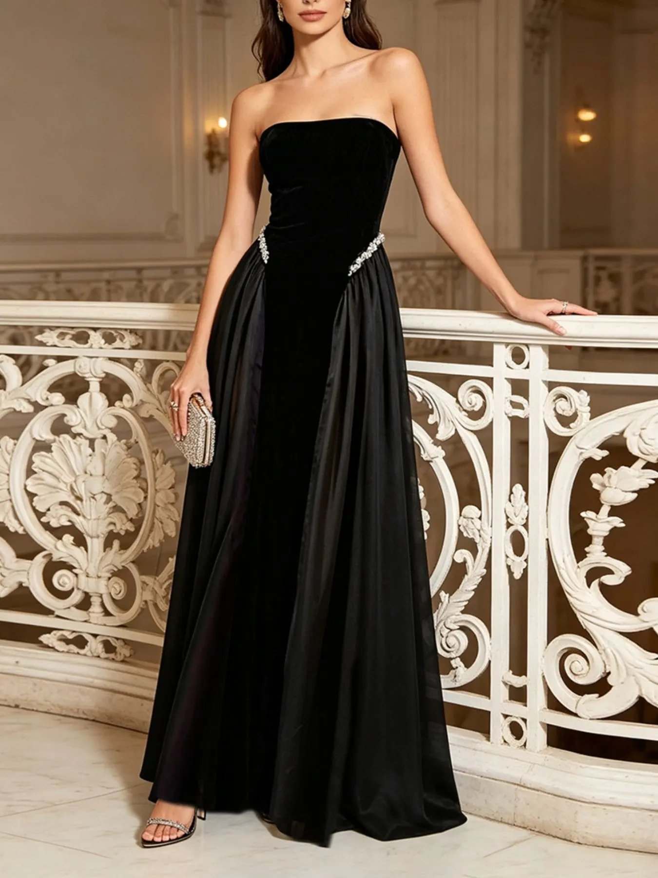 Lace Up Back Tube Maxi Dress