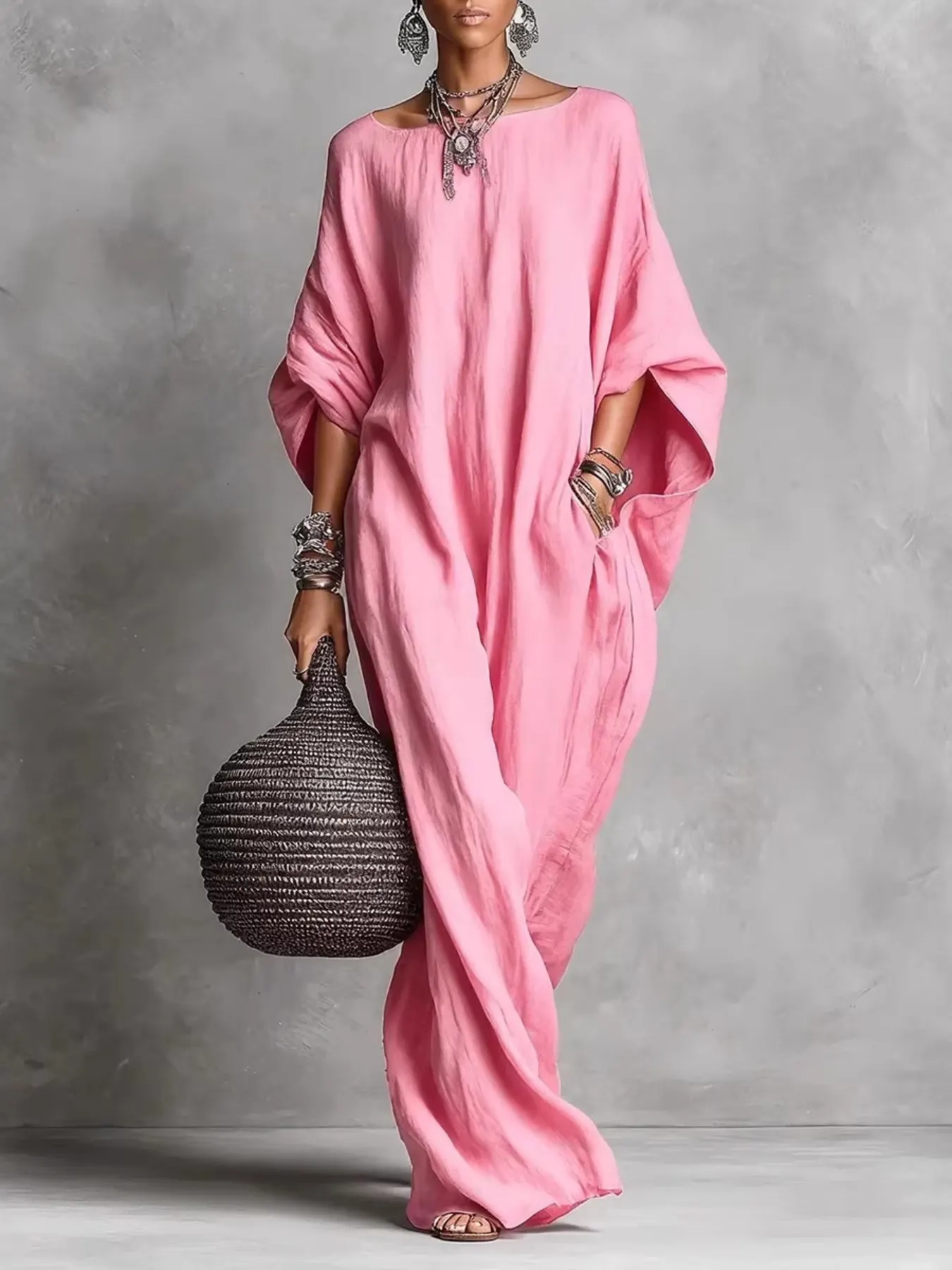 Loose Fit Boat Neck Maxi Dress 5