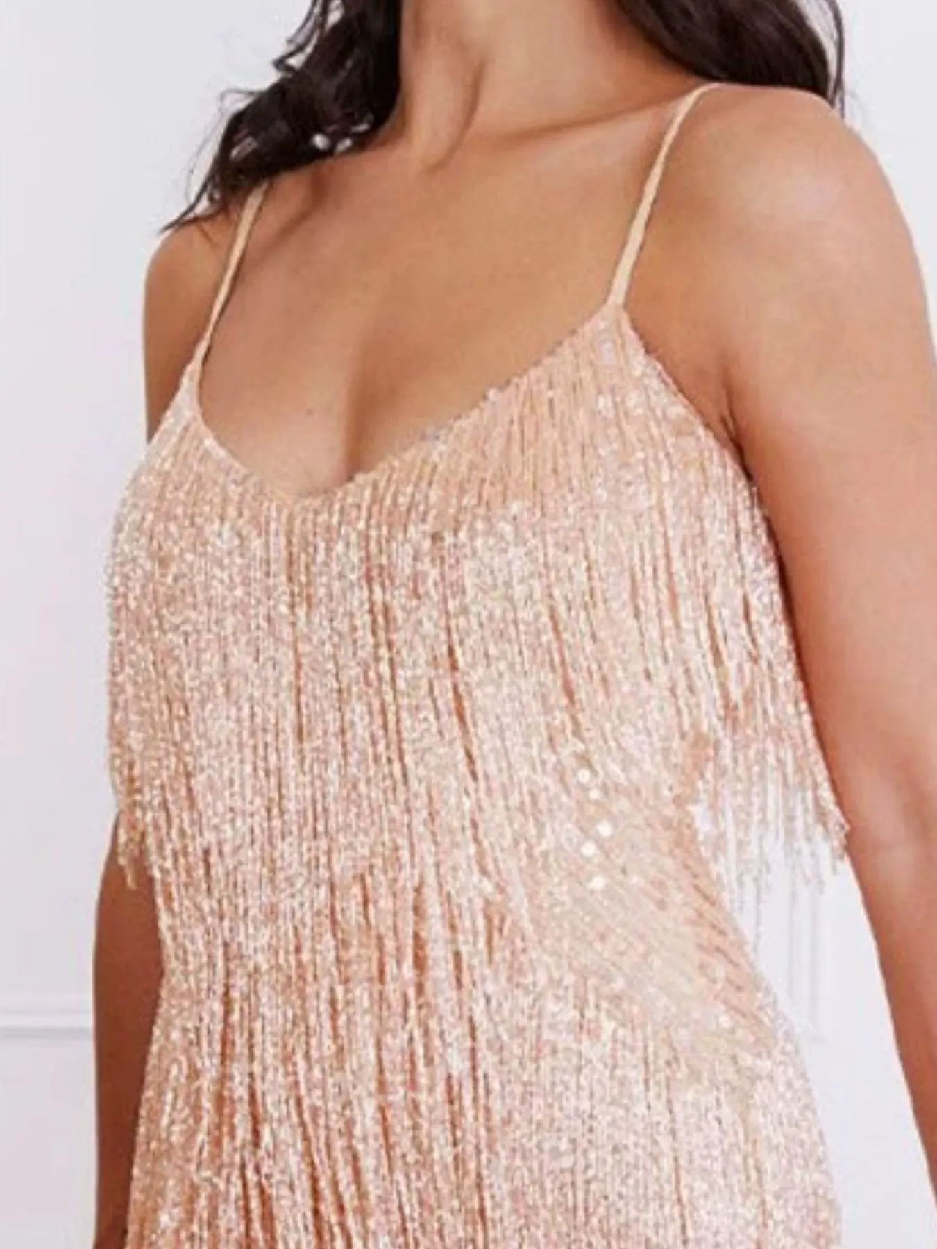 Full Size Sequin and Feather Fringe Mini Dress Plus Size 5