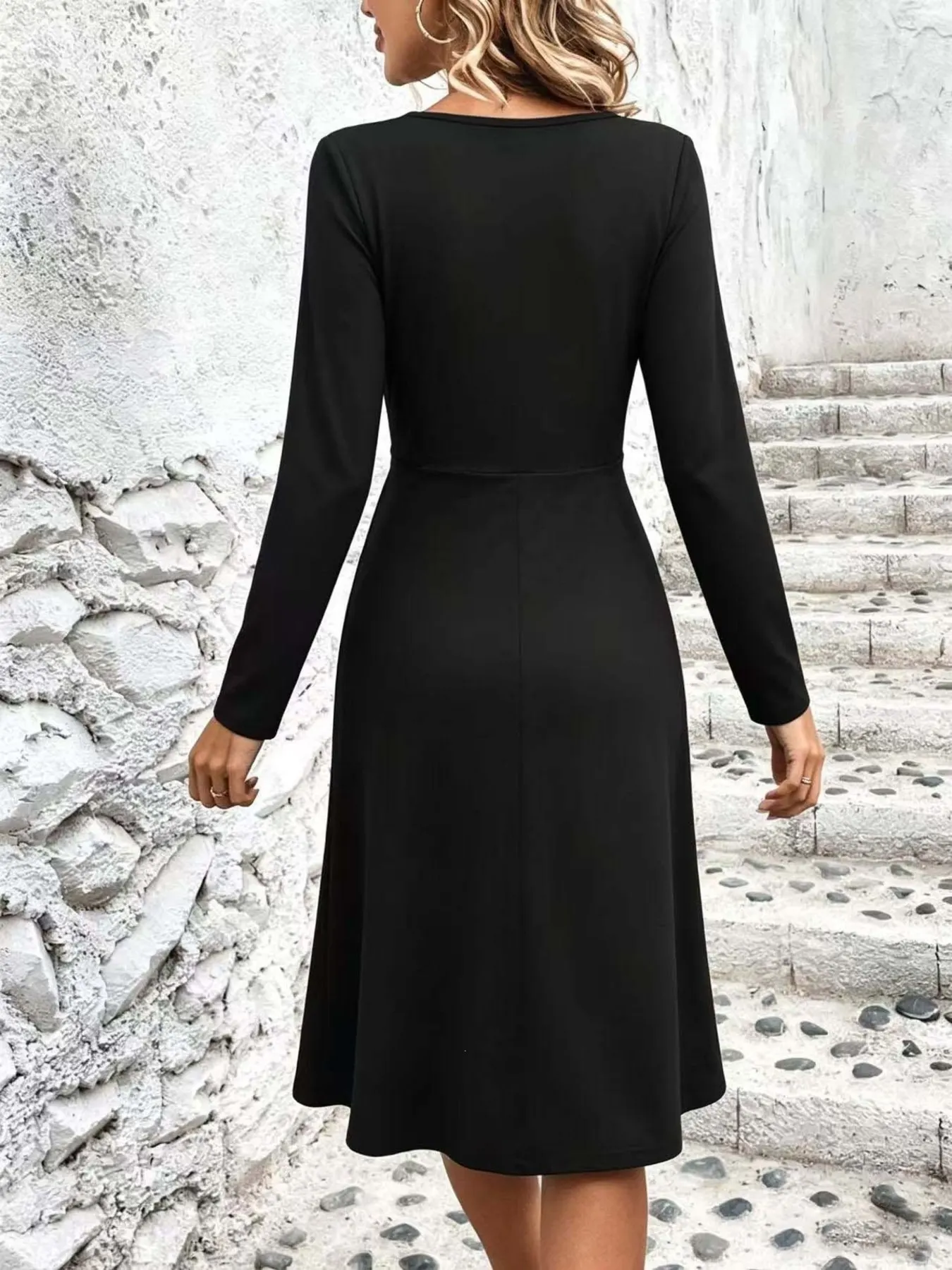 Surplice Long Sleeve Midi Dress 3