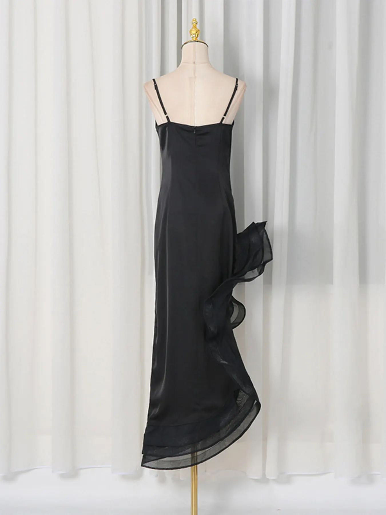 Spaghetti Strap Ruffle Slit Maxi Dress 6