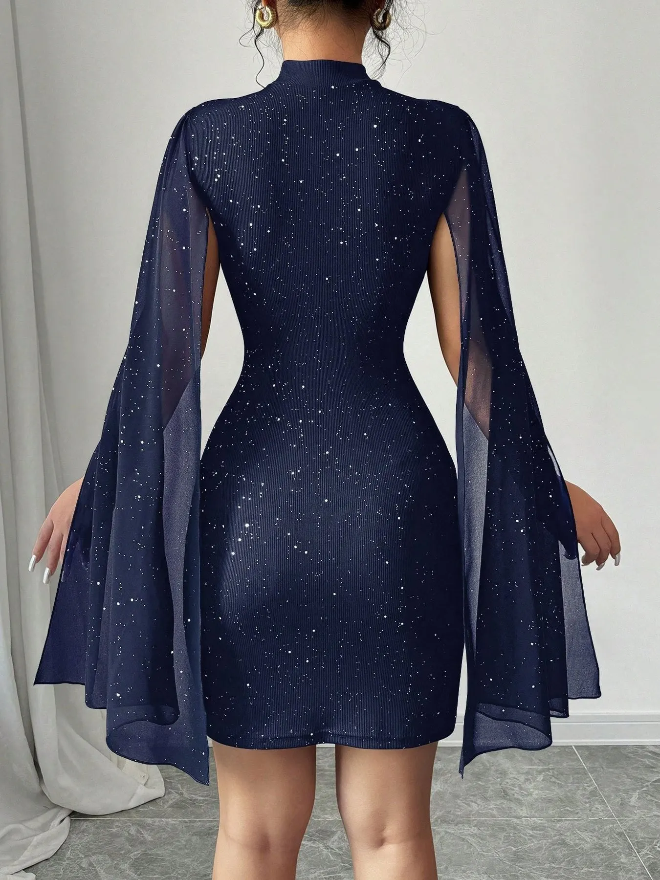 Cutout Bodycon Mini Dress with Cape Sleeves 5
