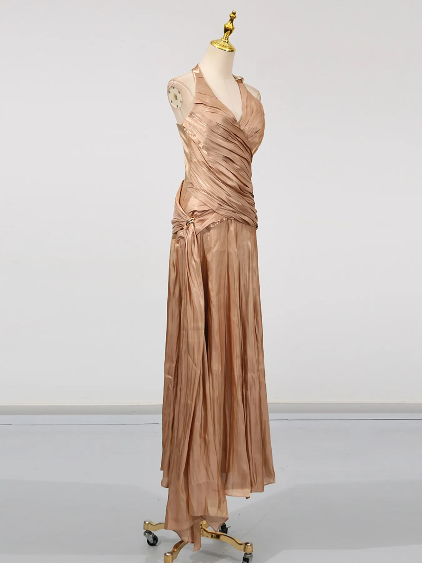 Halter Neck Ruched Maxi Dress 4