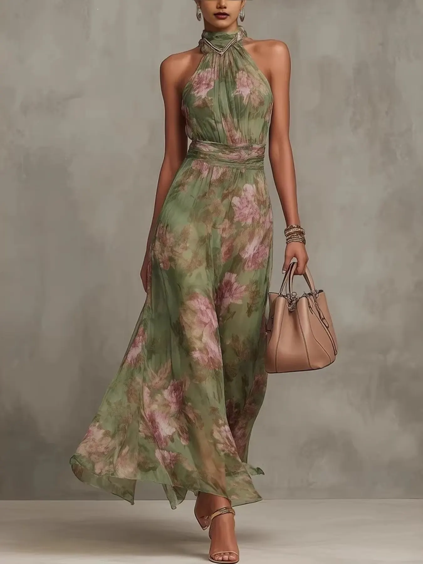 Full Size Floral Print Sleeveless Maxi Dress Plus Size 2