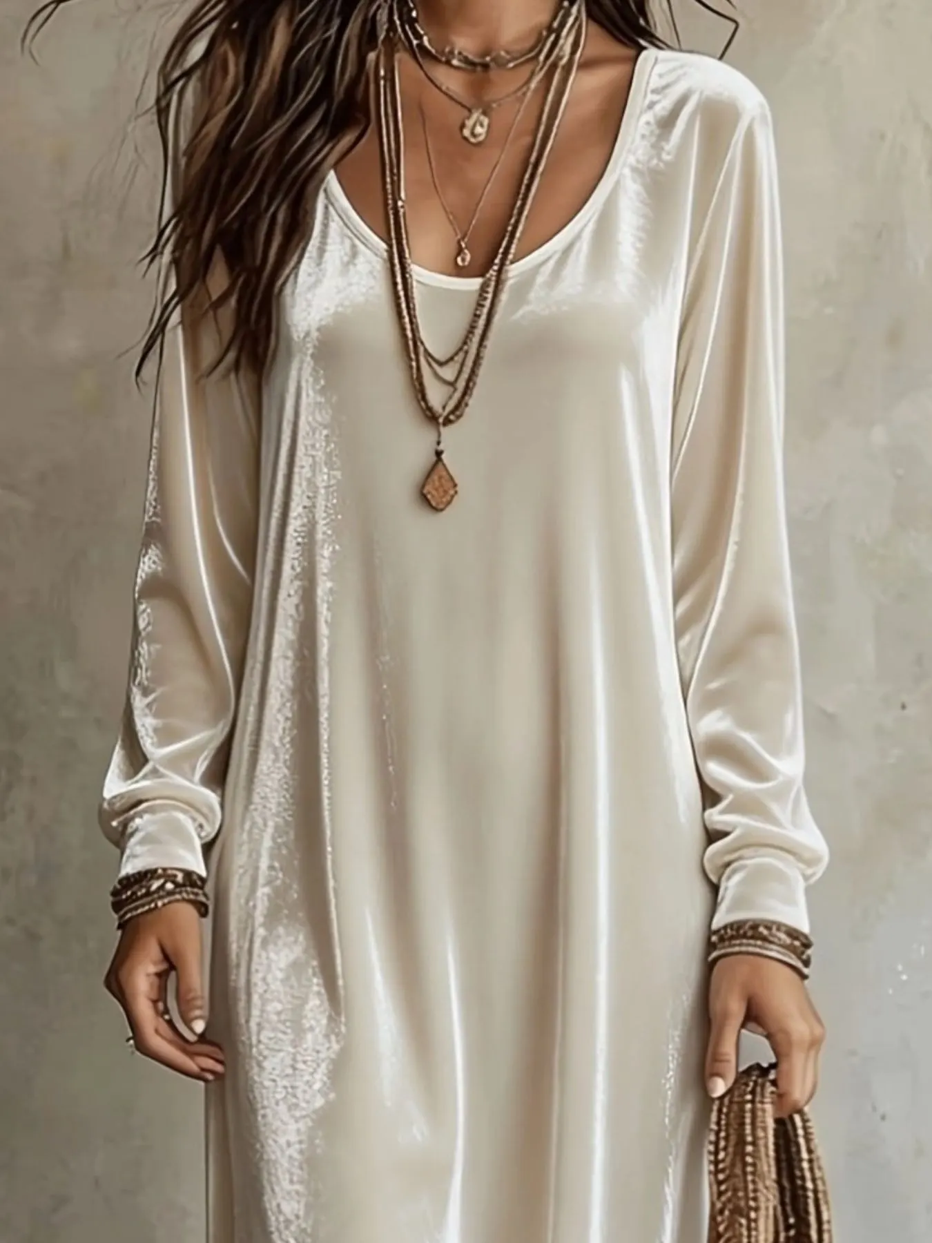 Velvet Maxi Dress with Flowy Hem 2
