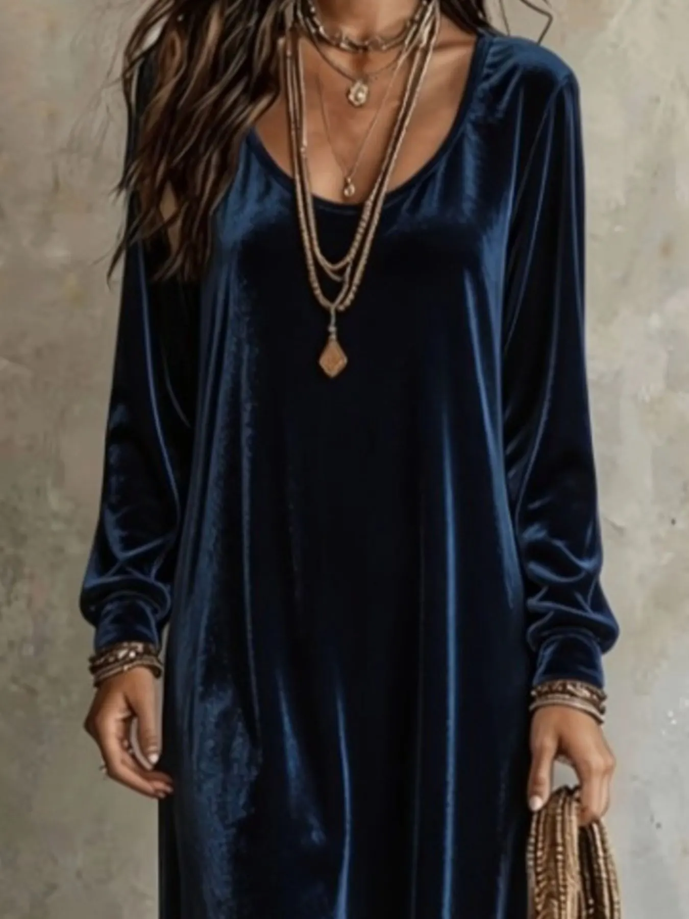 Velvet Maxi Dress with Flowy Hem 8