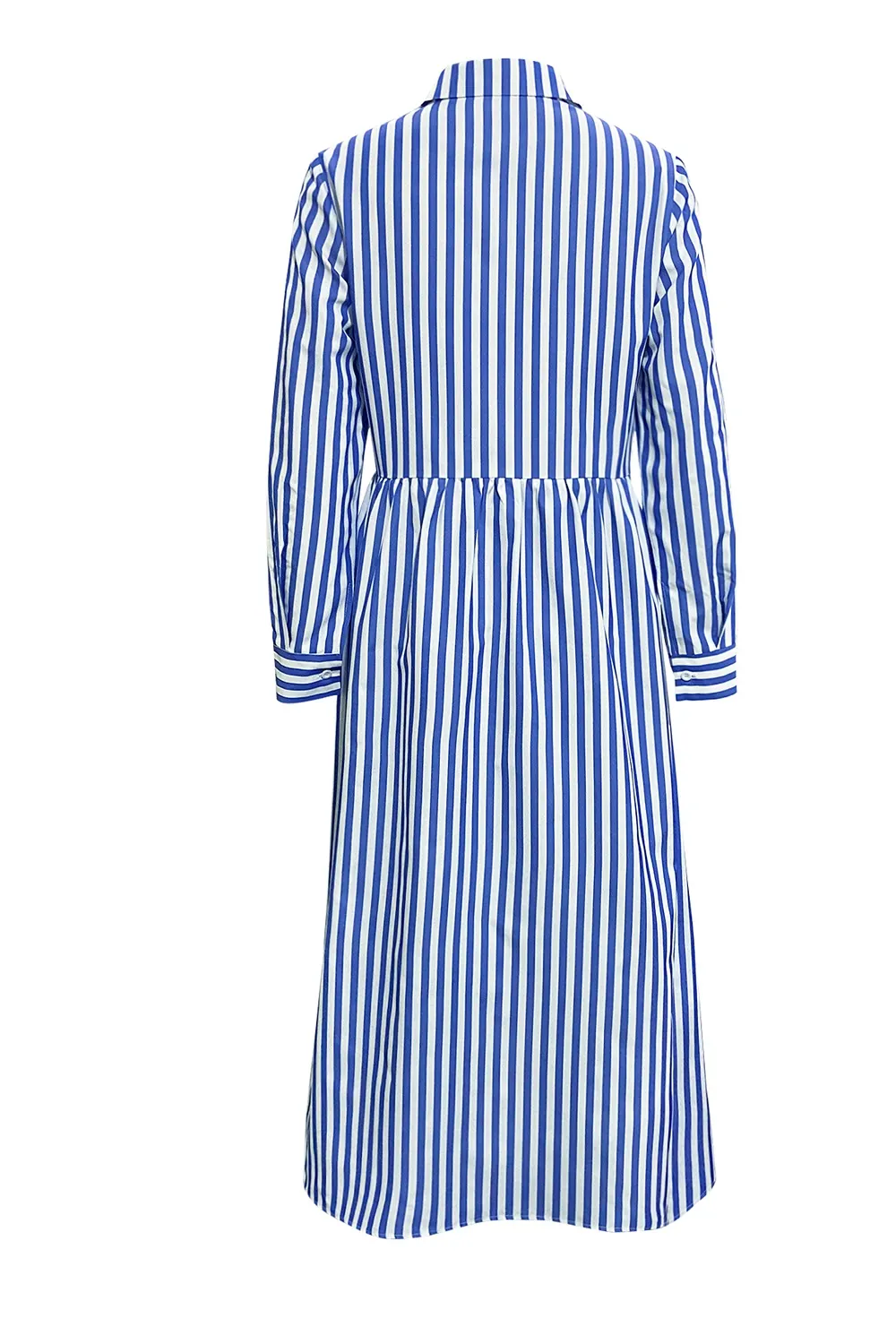 Striped Long Sleeve Maxi Shirt Dress 2