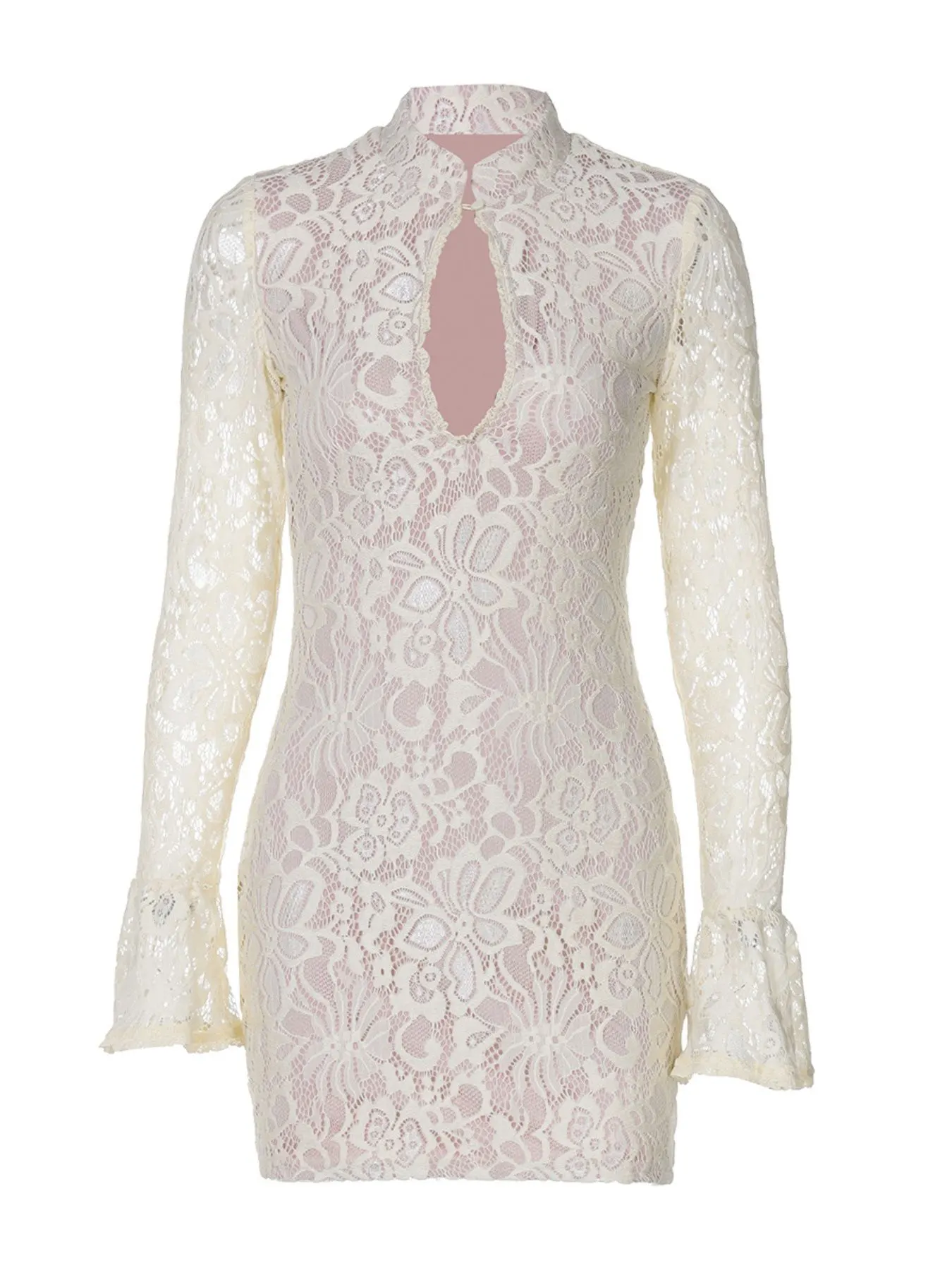 Lace Cutout Long Sleeve Mini Dress 12