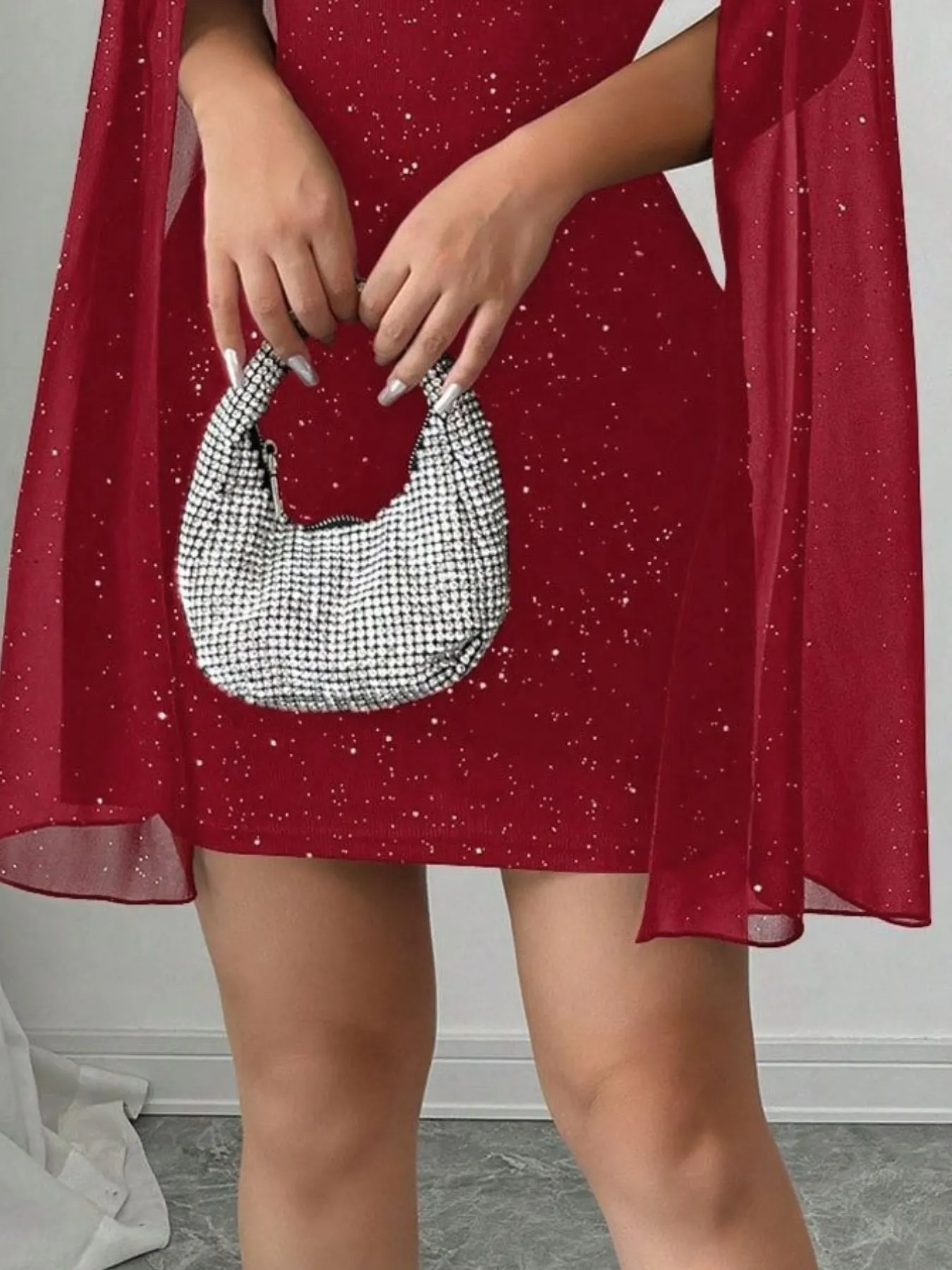 Cutout Bodycon Mini Dress with Cape Sleeves 9