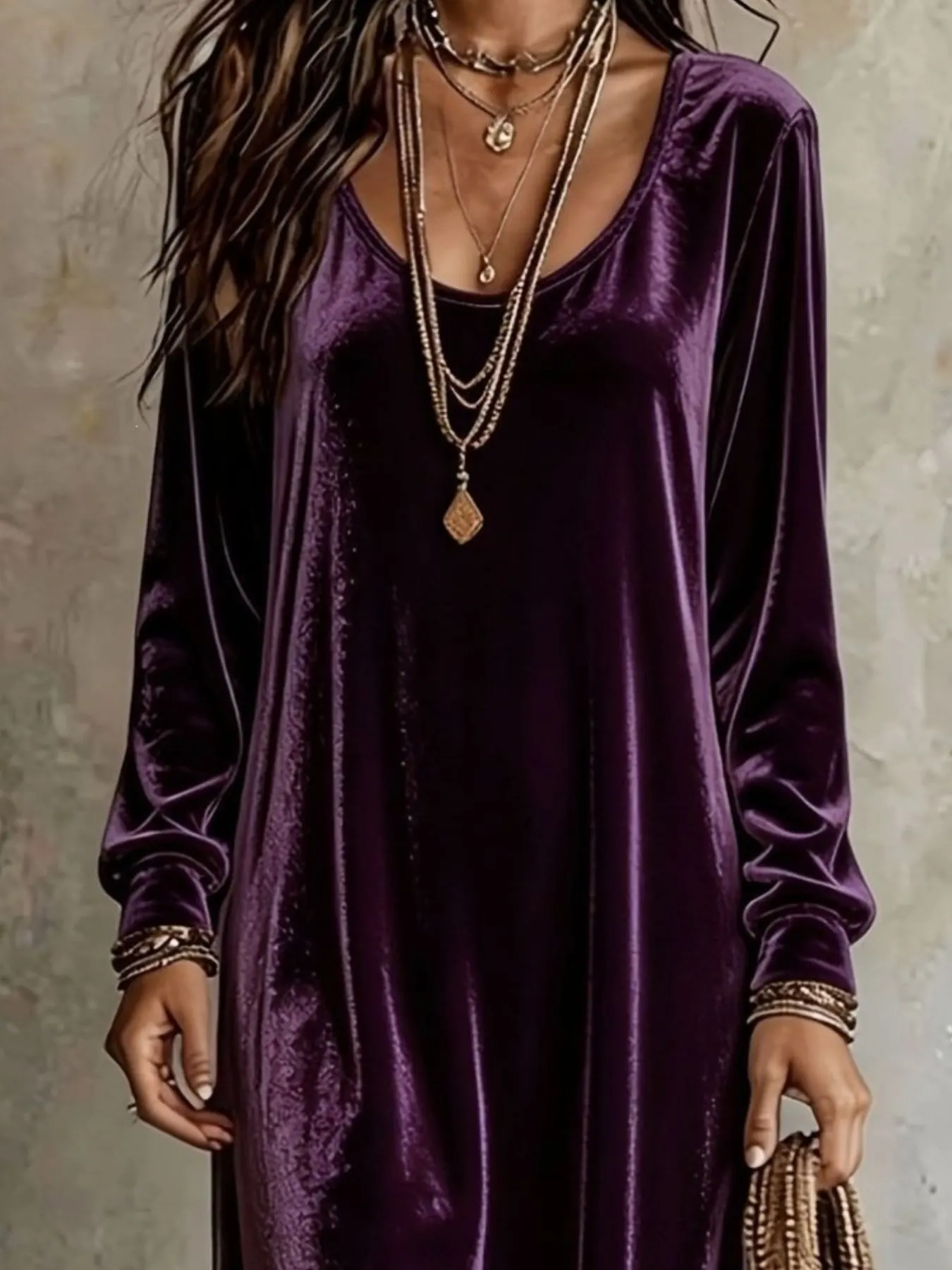Velvet Maxi Dress with Flowy Hem 10