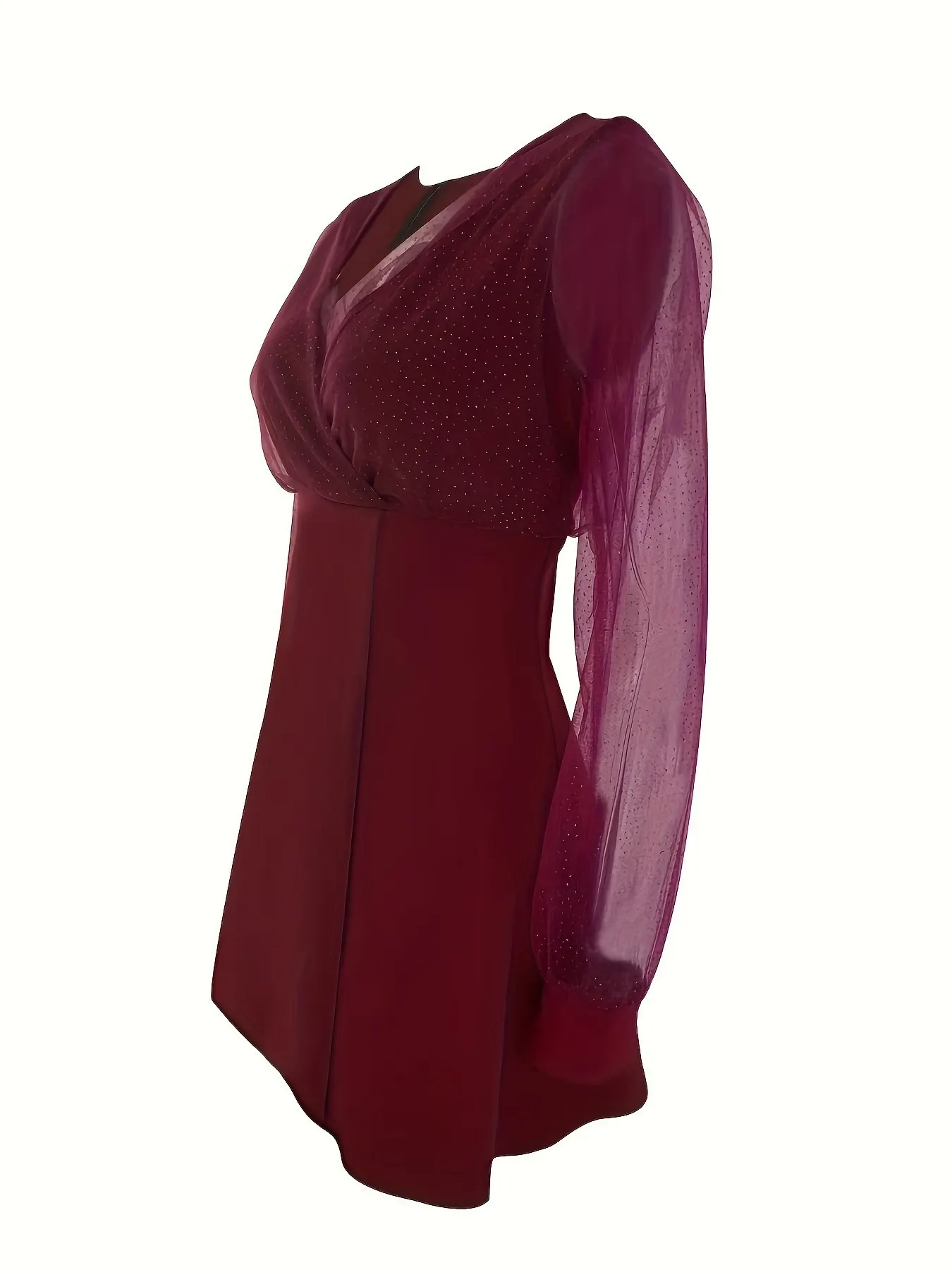 Glitter Mesh Long Sleeve Mini Dress 6