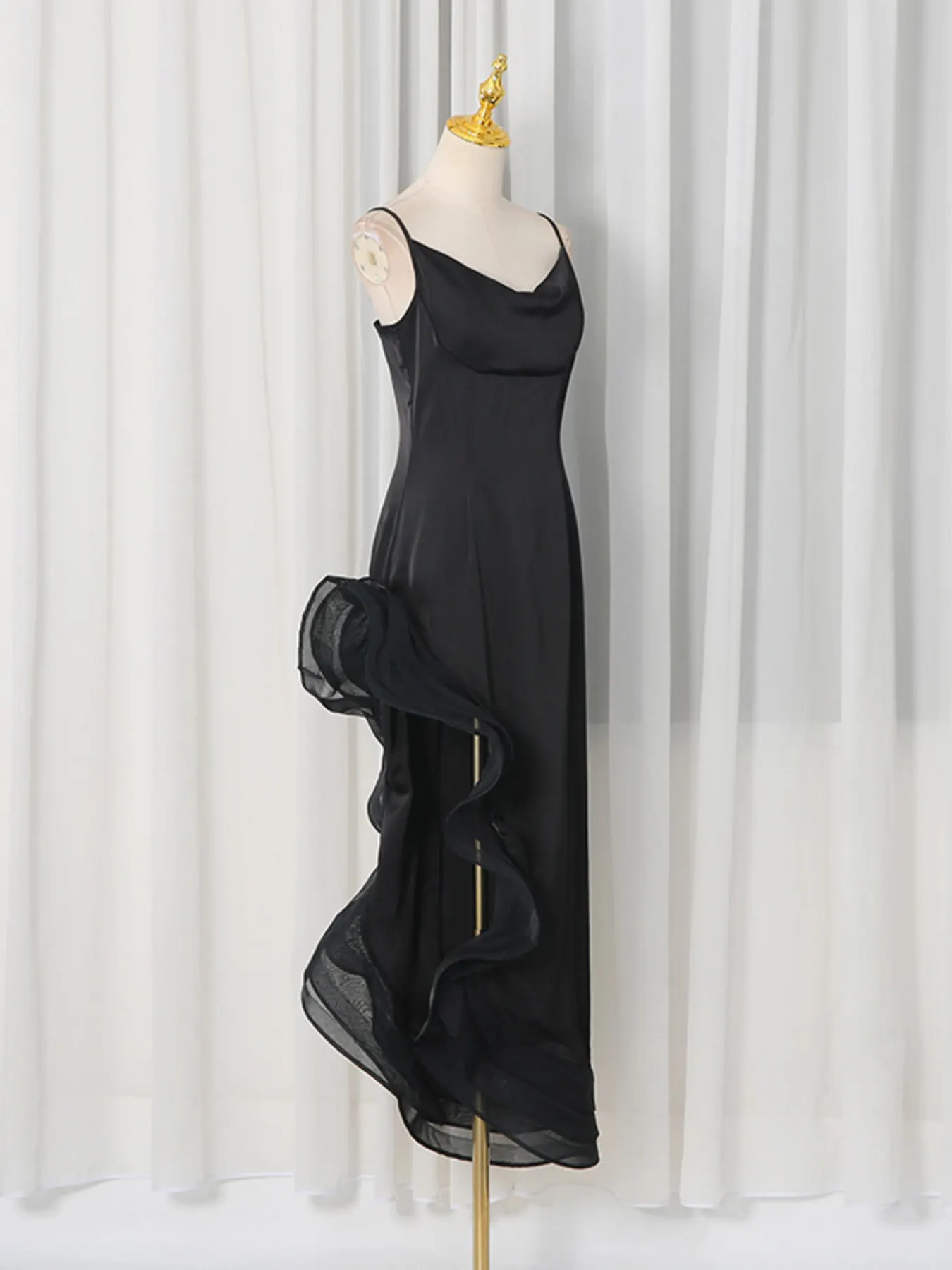 Spaghetti Strap Ruffle Slit Maxi Dress 5