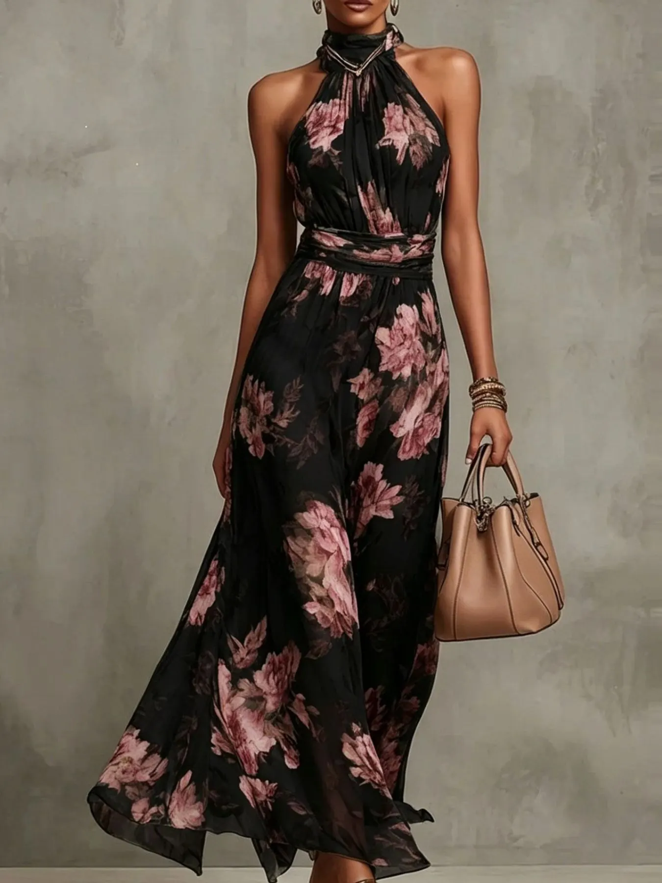 Full Size Floral Print Sleeveless Maxi Dress Plus Size
