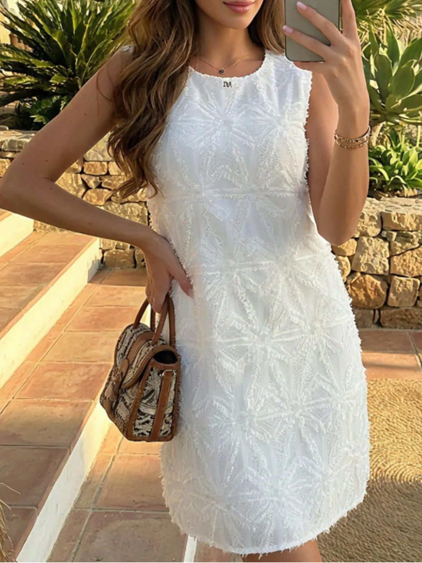 Textured Sleeveless Mini Dress