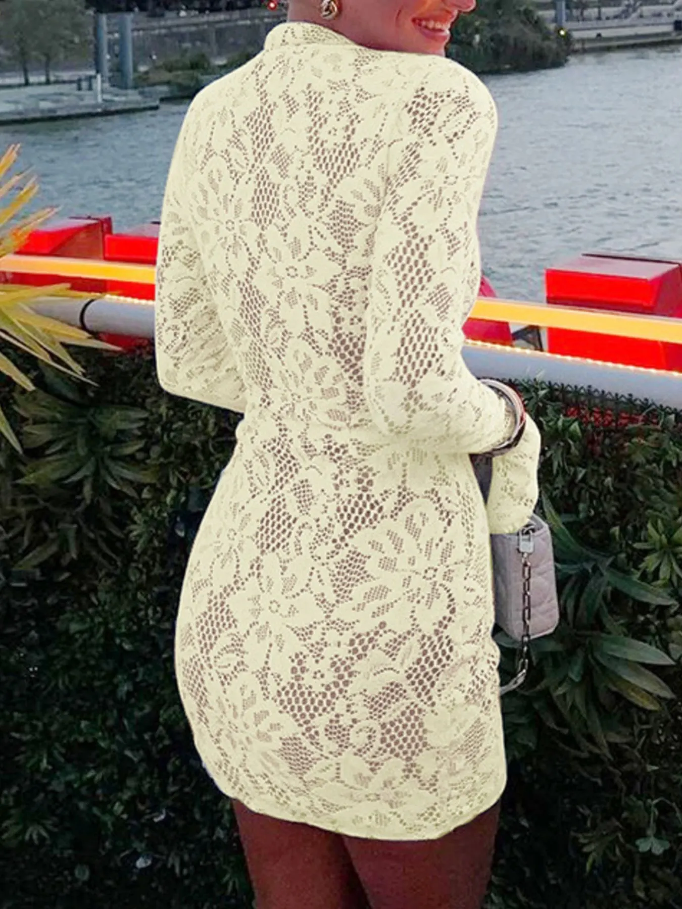 Lace Cutout Long Sleeve Mini Dress 20