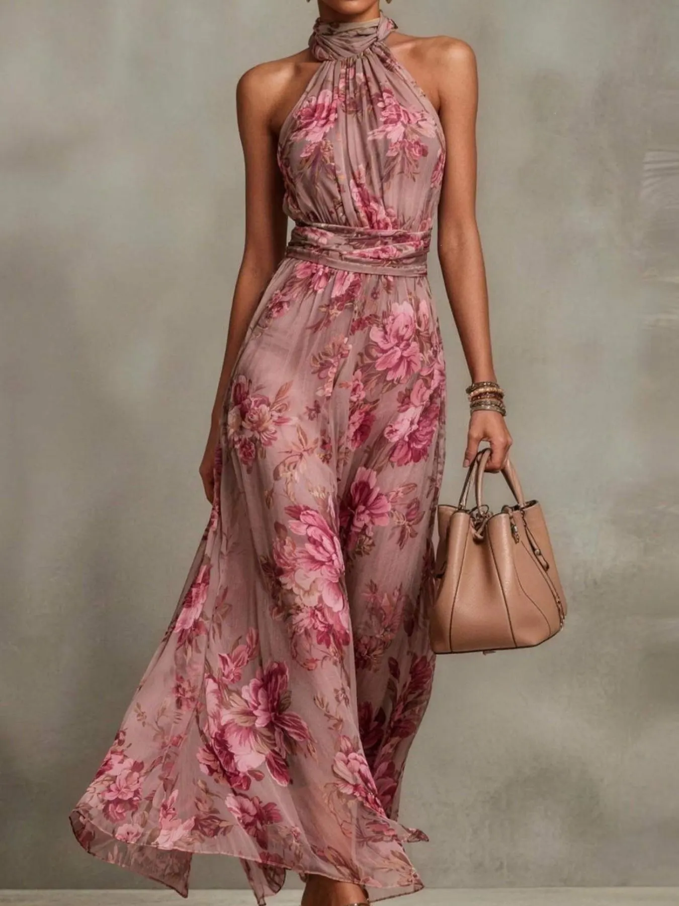 Full Size Floral Print Sleeveless Maxi Dress Plus Size 10