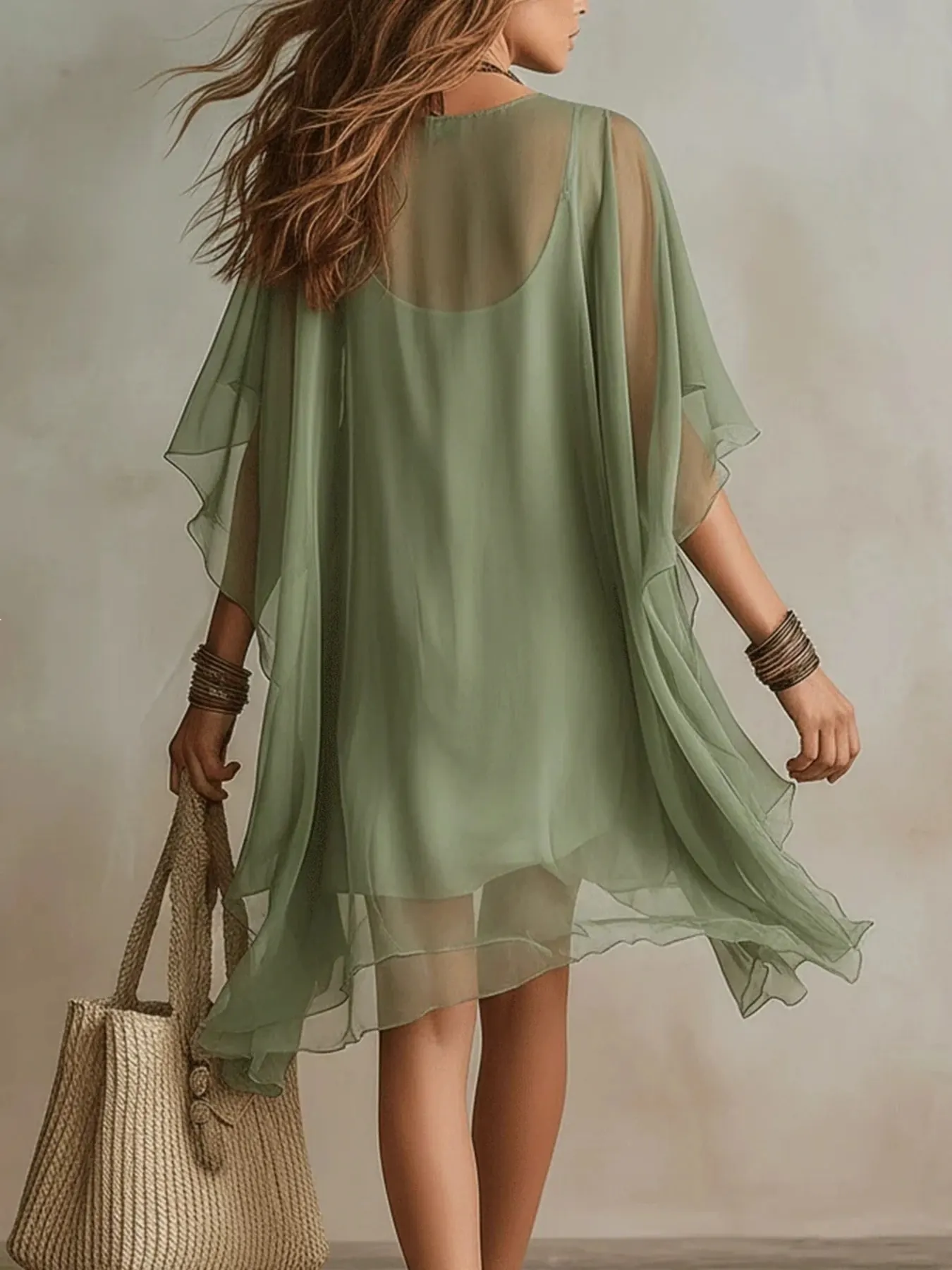 Chiffon V-Neck Mini Dress 4