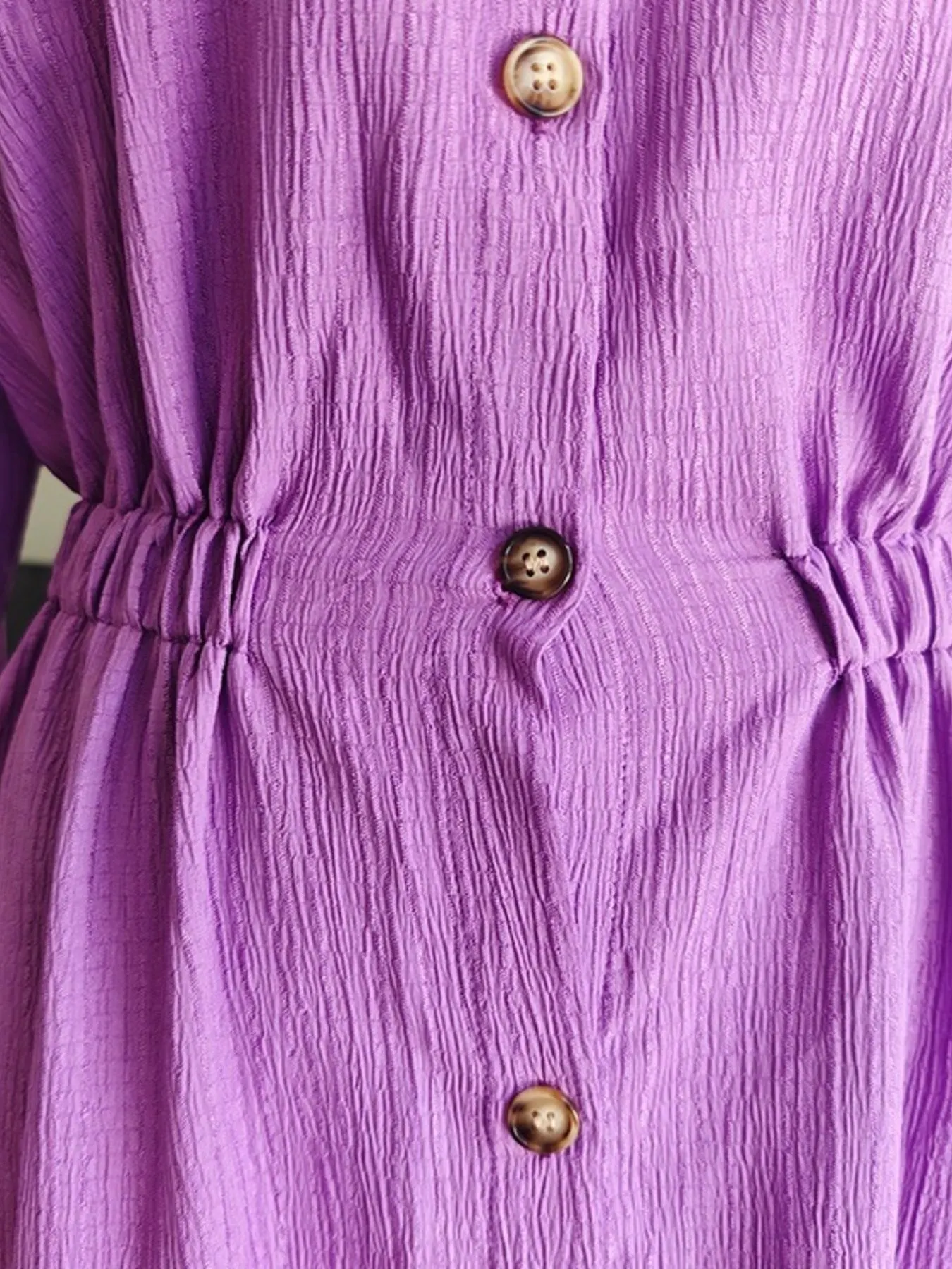 Full Size Textured Button Front Long Sleeve Maxi Dress Plus Size 6
