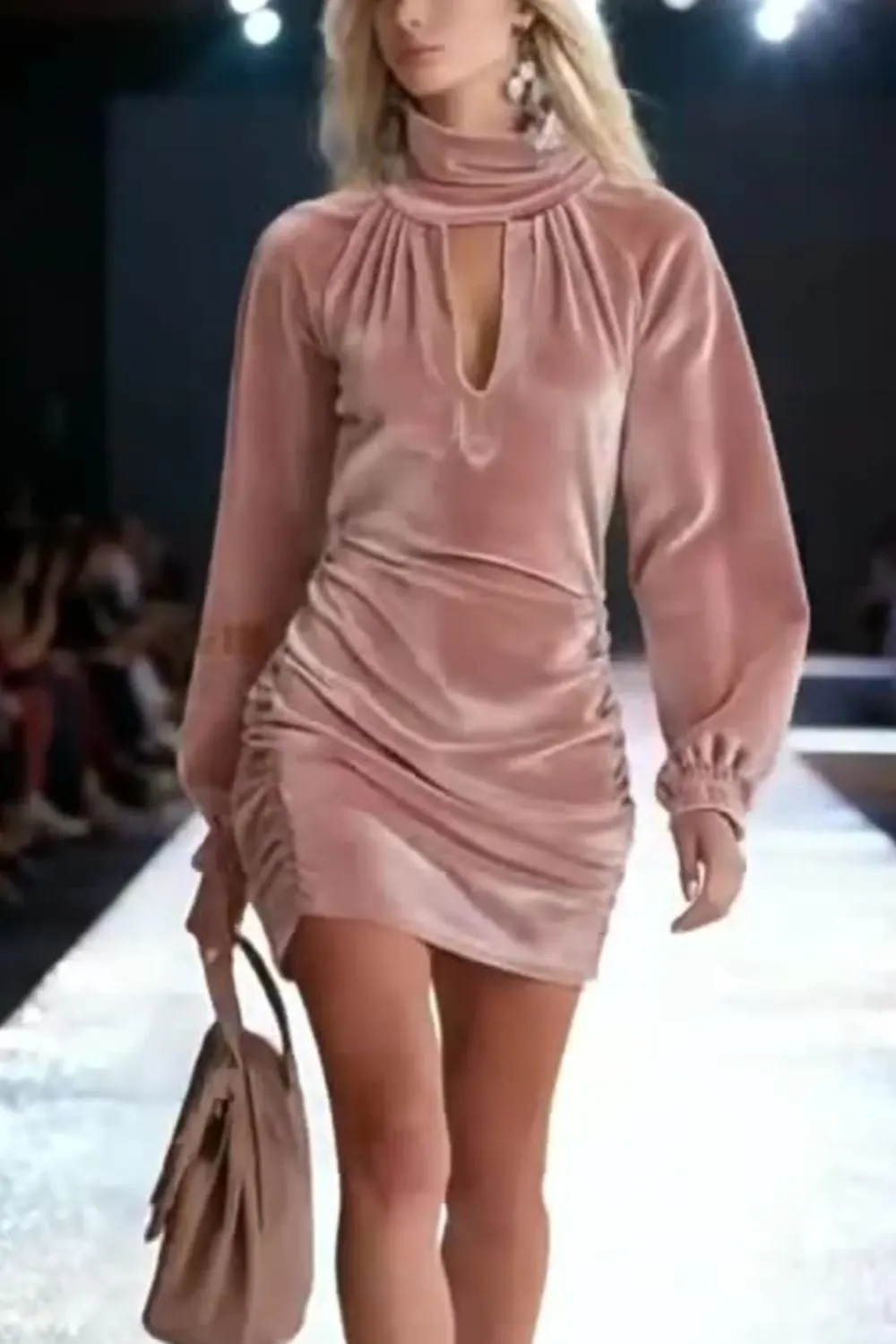 Elegant Velvet Ruched Mini Dress 3