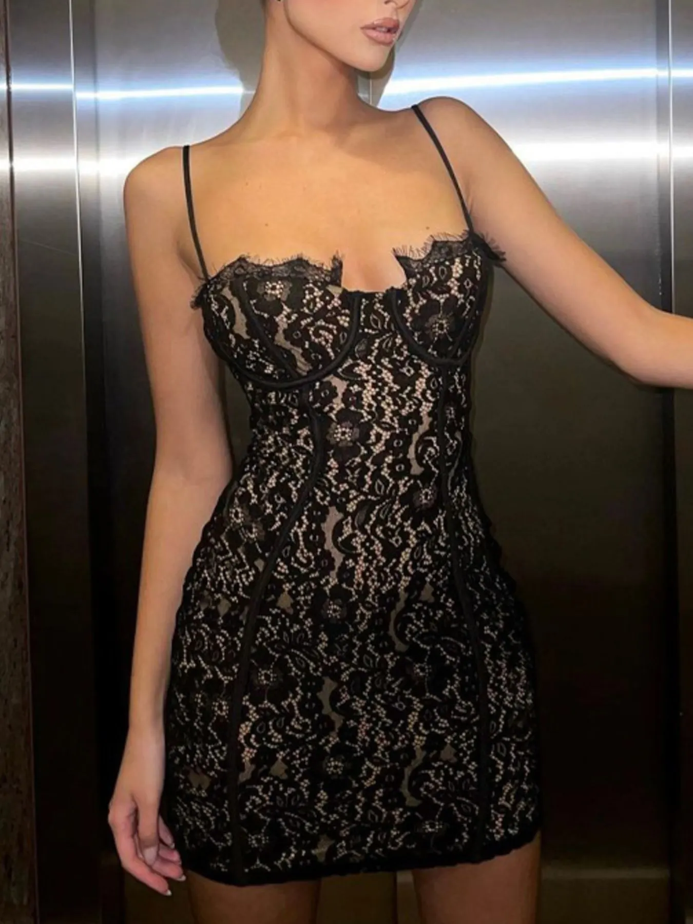Lace Spaghetti Strap Mini Dress 3