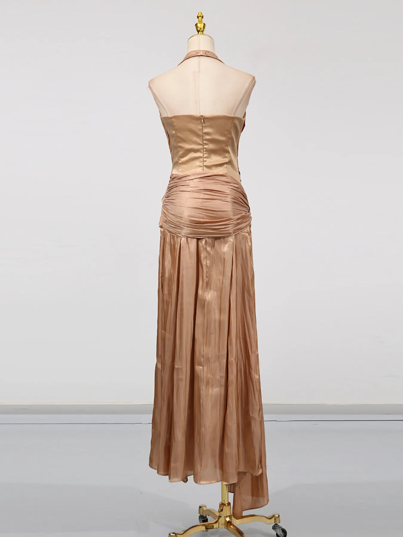 Halter Neck Ruched Maxi Dress 5